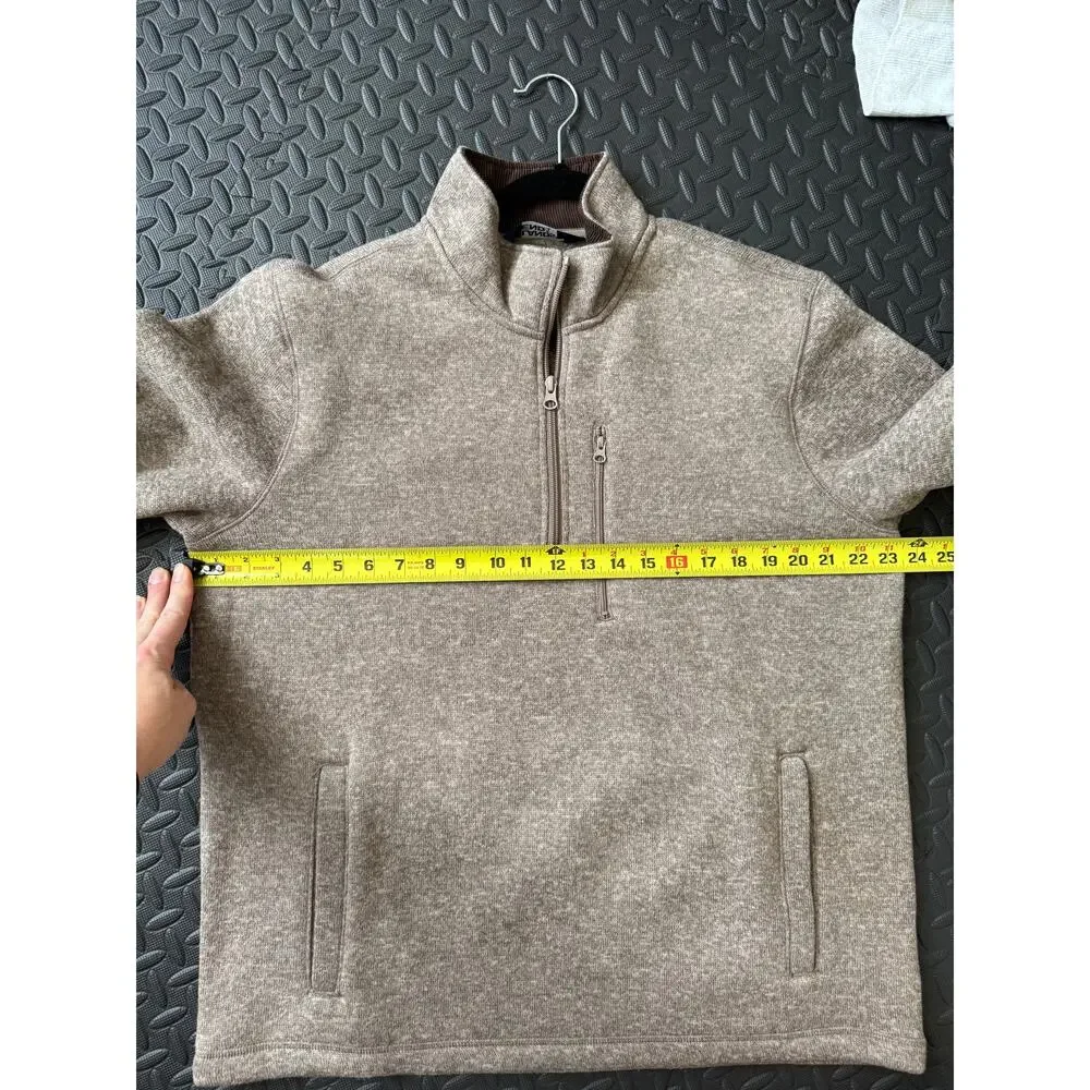 NEW Lands’ End Mens Large 1/4 Zip Fleece Brown Pullover Quarter Zip Sweater - Picture 6 of 9